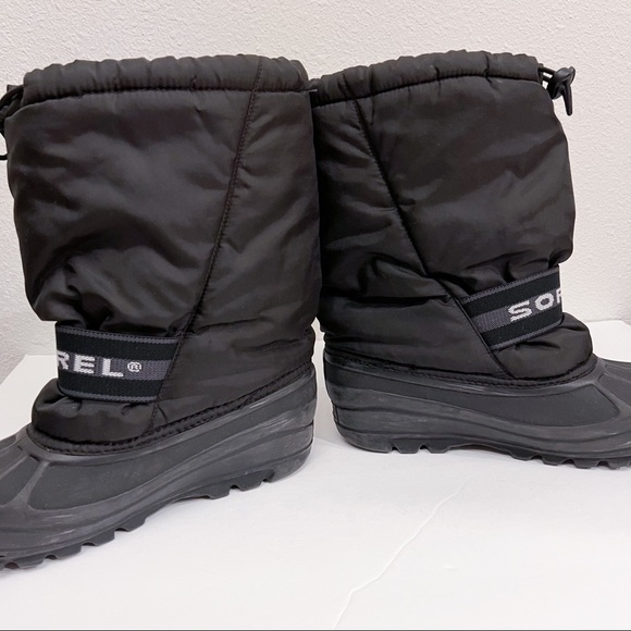 Sorel Cub Winter Insulated Rubber Sole Black Snow Boots Y7 W8.5 - Picture 12 of 16